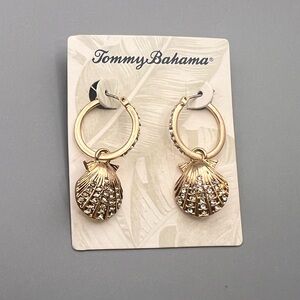 Tommy Bahama Gold Hoop Shell Earrings with Silver Accents